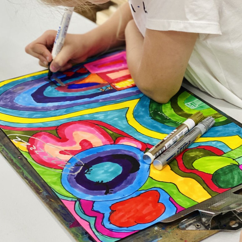 children creating art at Wonderlab Kids in killara
