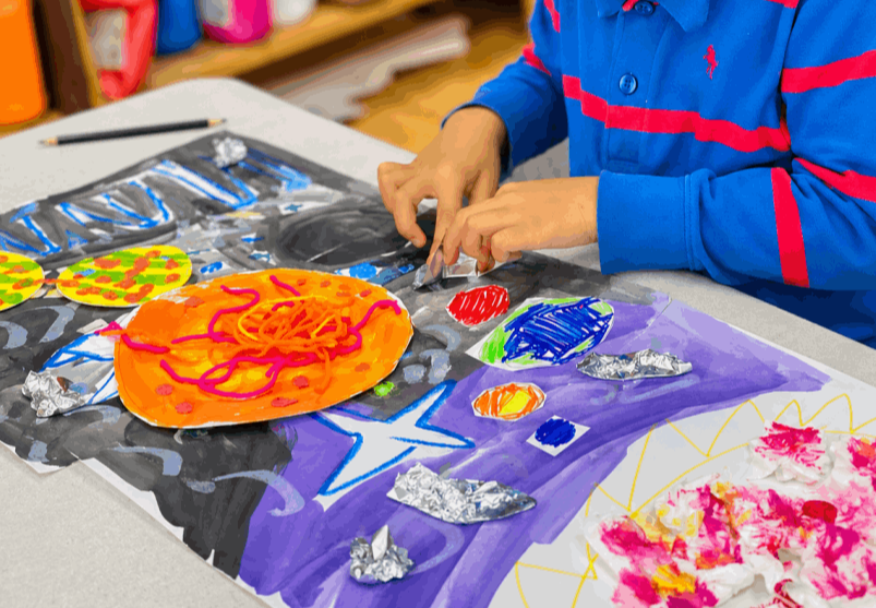 children creating art at Wonderlab Kids in st. ives