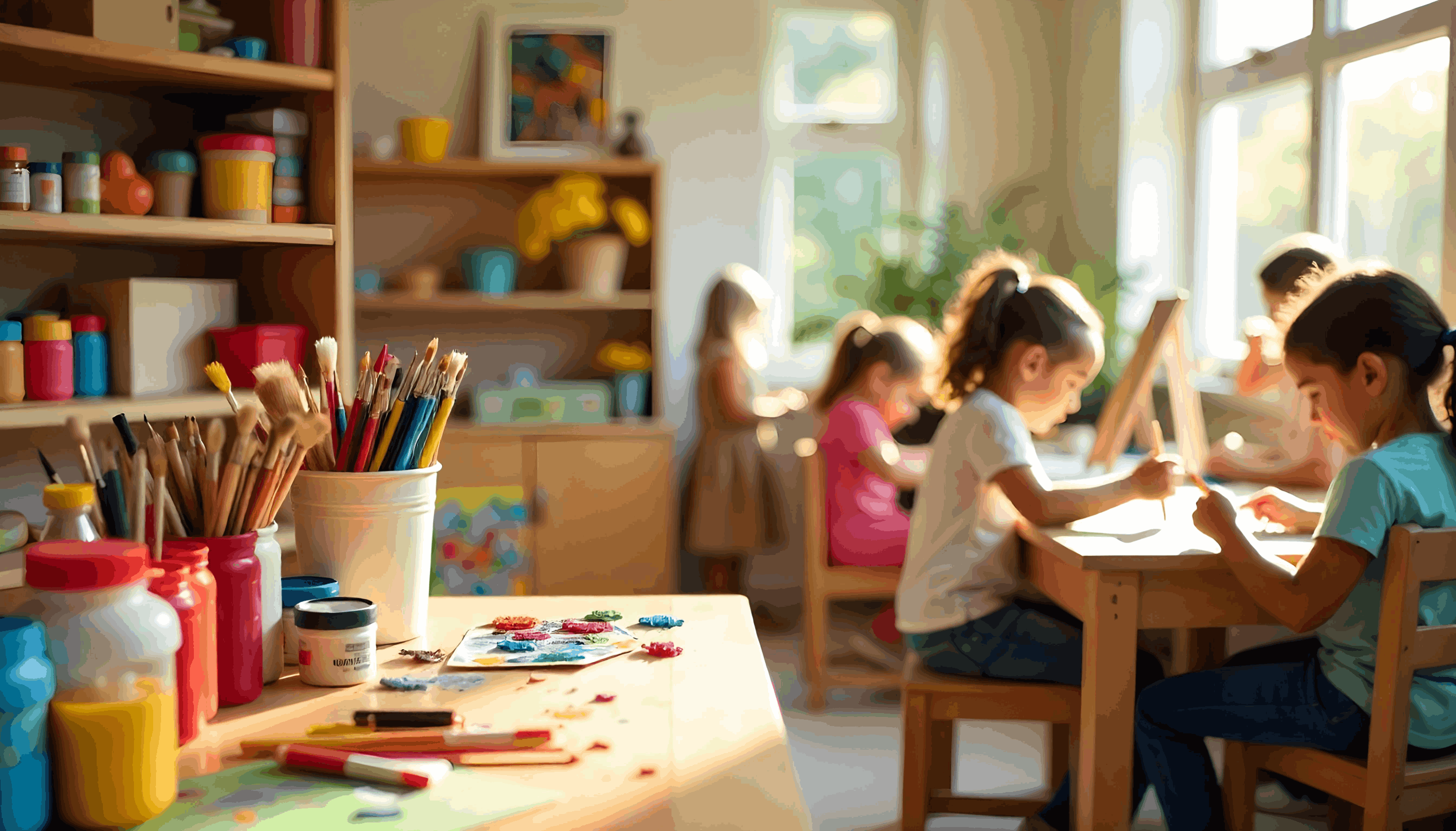 children creating art at Wonderlab Kids in Killara
